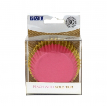 Cupcake Baking Cases - Peach with Gold Trim